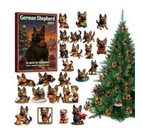 German Shepherd's Advent Ornament 2025 - 2D Acrylic Dog Christmas Decoration | 24 Day Calendar Countdown Pet Ornaments for Home Family Children Adu