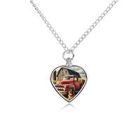 German Shepherds And Vintage Trucks Pet Urn Necklace for Dog Cat Ashes Heart Pets Cremation Keepsake Waterproof Pendant Memorial Jewelry Pendants Gifts for Women Men