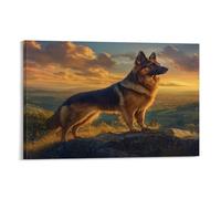 German Shepherds Canvas Painting for Bedroom Living Room Modern Framed Picture Print Artworks Decorative Bathroom Kitchen Home Decor Oil Paintings on Sheepdog Canvas Wall Art 20x30inch(50x75cm)