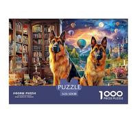German Shepherds in Library Jigsaws 1000 Piece Puzzle Family Decoration Educational Games Fit Together Perfectly for Adults & Kids Age 12 Years Up 52x38cm/1000pcs
