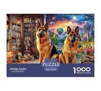 German Shepherds in Library Jigsaws 1000 Piece Puzzle Family Decoration Fit Together Perfectly for Adults & Kids Age 12 Years Up 70x50cm/1000pcs