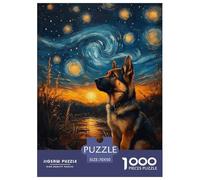 German Shepherds Jigsaw Puzzle Mascotas Adult And Children Beautifully Illustrated Rainy Days Fun Activities Birthday Jumbo Age 12+ for Adults 70x50cm/1000pcs