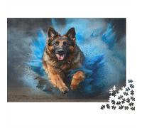 German Shepherds Jigsaw Puzzles Puzzles for Adults Kids. 1000 Piece Blue Smoke Impossible Challenge Toy Educational Game Home Decoration for Adults& Kids Age 14 Years Up 1000pcs (75x50cm)
