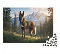 German Shepherds Jigsaw Puzzles Puzzles for Adults Kids. 1000 Piece Mountain Forest Whimsical Challenge Toy Educational Game Home Decoration for Educational Games Gifts 1000pcs (75x50cm)