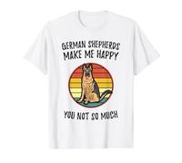 German Shepherds Make Me Happy Value Graphic T-Shirt, Men, White, L