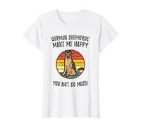 German Shepherds Make Me Happy Value Graphic T-Shirt, Women, White, XL