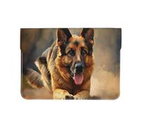 German shepherds Premium Leather Laptop Sleeve for MacBook Air 13 Inch | Full-Print PU Leather Protective Case | Stylish Laptop Bag for Women & Men