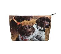 German Short-Haired Pointer Dog Fall, Cosmetic Bag Corduroy Makeup Bag Portable Travel Toiletry Bag
