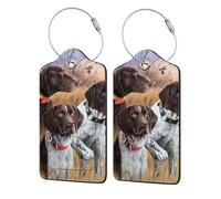 German Short-Haired Pointer Dog Fall,Luggage Tags Pu Leather Name Tag Travel Suitcase Identifier ID Tags Durable Luggage Label 2 pcs