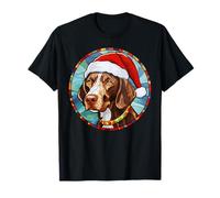 German Shorthair Pointer Christmas Dog Mom Dad Stained Glass T-Shirt