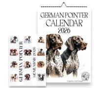 German Shorthaired Pointer 2026 Wall Calendar, A4 Size, Monthly Format with UK & US Holidays, White, Pointer Dogs Calendar, Handmade, Canine Calendars