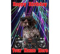 German Shorthaired Pointer Dog j572 Clubbing Cool DJ Fun Cute Happy Birthday A5 Personalised Greeting Card Posted by US Gifts for All 2016 from Derbyshire UK