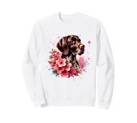 German Shorthaired Pointer Dog Mom Watercolor Pink Flowers Sweatshirt