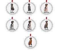 German Shorthaired Pointer Dog Personalised Round Shaped Personalised Christmas Tree Bauble - With the name of your choice - 7 Different Designs Available at Customisation Point