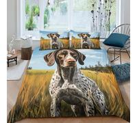 German Shorthaired Pointer Duvet Cover Set 3 PCS Hotel Quality Quilt Cover Bedding Bed Covers with Pillowcases with Zipper Closure Hypoallergenic Soft Breathable Microfiber Double（200x200cm）