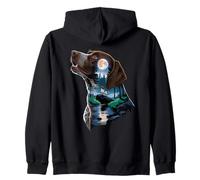 German Shorthaired Pointer Howling To The Moon GSP Zip Hoodie