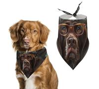 German Shorthaired Pointer in Glasses Dog Bandana Triangle Dog Scarf Washable Polyester Dog Bibs Cute Pet Bandana for Medium Large Dogs Puppy and Cats