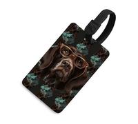 German Shorthaired Pointer in Glasses Luggage Tag Classic Personalized Repeated Luggage Tag Cute Unique Travel Essentials Identifiers for Women Men Baggage Backpack Handbag Suitcase, Black-style, One