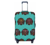 German Shorthaired Pointer in Glasses Print Elastic Suitcase Cover,Washable,Lightweight,Fashion(S-XL)