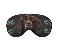 German Shorthaired Pointer in Glasses Sleep Mask Soft Comfortable Eye Mask with Adjustable Strap Eye Cover Eye Shade for Men Women Work Travel