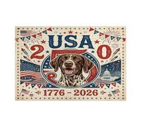 German Shorthaired Pointer Jigsaw Puzzles for Adults 1000 Pieces, Vintage 4th of July Puzzles, American Decorations for Family Entertainment Party Gift