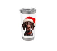 German Shorthaired Pointer with Santa Hat Christmas Xmas Dog Stainless Steel Insulated Tumbler