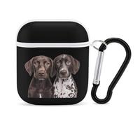 German Shorthaired Pointers Cute Earbuds Case Compatible with Airpods 1/2 Wireless Headphones Cover with Carabiner