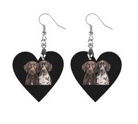 German Shorthaired Pointers Printed Wooden Earrings for Women Trendy Lightweight Charms Pendant Jewelry Apricot Shaped