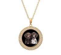 German Shorthaired Pointers Women's Diamond Necklace Shiny Rhinestones Pendant Jewel Necklaces Romantic Trendy
