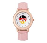 German Skull Flag Women Simplicity Watch with Leather Strap Easy Reader Ladies Wristwatch