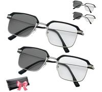 German Smart Zoom Reading Glasses Distance&near Progressive Multi-focus, Mens Smart Autofocus Glasses Self Adjusting - (2 Pcs Silver)