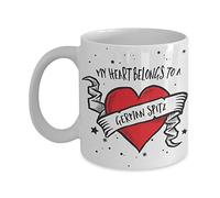 German Spitz Mug - My Heart Belongs to a German Spitz - Novelty Gift Coffee Cup - Best Dog Lover Presents and Accessories (11oz)
