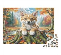 German Spitz Thick Paper Corgi on Tree Stump in Autumn Forest Jigsaw Puzzle Bundle Family Activity 52x38cm/1000pcs