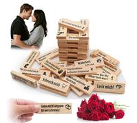 German Stacking Game Made of Wooden Blocks for Couples, Couple Blocks, The Lust Tower Blocks, Naughty Block Tower Game with Truth or Dare Questions and Challenges, for Adults Couples Dates
