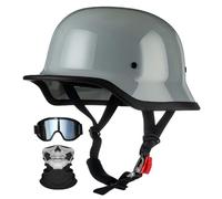 German style half face motorcycle helmet, retro jet style helmet ECE certified removable liner with adjustable quick release buckle retro open face helmet, unisex C,L58-60CM