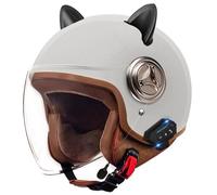 German Style Half Helmet, Jet helmet for men, Motorcycle Open Face Helmets with Bluetooth Motocross Helmet Unisex, Approved DOT Cruiser helmets Baseball Cap Scooter Helmets 2,One size=54-61cm
