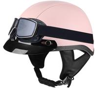 German Style Half Helmet Motorcycle, DOT/ECE Approved Retro Open Face Helmet with Adjustable Quick Release Buckle Goggles for Bicycle Cruiser Scooter, Adult Men Women 3,L