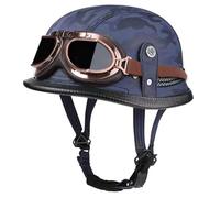 German Style Half Helmet, Retro Motorcycle Helmets with Goggles, Baseball Cap Helmets DOT Approved, Skull Cap Helmets for Men Women for Moped Bike Cruiser Scooter Chopper 8,L=59-60cm
