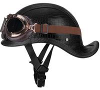 German Style Half Helmet, Vintage Motorcycle Helmet, Jet motorcycle helmets Men and Women Open Face Motorbike Helmets DOT Approved Baseball Cap Helmets Moped Helmet with Goggles 8,M=55-56cm