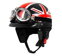 German Style Leather Motorcycle Half Helmet DOTECE Approved Retro Open Face Motorbike Helmets Avce Goggles for Bicycle Cruiser Scooter for Men Women Quick Release Buckle D,56-61CM