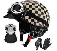 German Style Motorbike Half Helmet ECE 22.06 Certified - Lightweight Open Face Motorbike Helmet for Adults - Waterproof Design for Cruiser/Chopper/Scooter B7,S/(55~56cm)