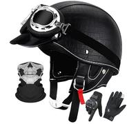 German Style Motorbike Half Helmet ECE 22.06 Certified - Lightweight Open Face Motorbike Helmet for Adults - Waterproof Design for Cruiser/Chopper/Scooter B6,XS/(53~54cm)