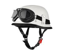 German style MotorBike Helmet with PU Leather Retro style Visor Half face Motorcycle Helmets with Lightweight Open Design DOT Certified M/57-58cm