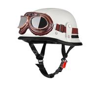 German style MotorBike Helmet with PU Leather Retro style Visor Half face Motorcycle Helmets with Lightweight Open Design DOT Certified M/57-58cm