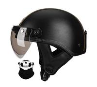 German Style Motorbike Helmets with Mask, ECE/DOT Approved Retro Motorcycle Open-Face Half Helmet, Men Women Chopper Cruiser Street Scooter Moped ATV Vintage Lightweight Helmet (D, XL 60`61CM)