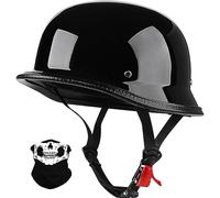 German Style Motorbike Open Face Helmet Retro Motorcycle Half Helmet for Men & Women DOT/ECE Certified Unisex Skull Cap for Bike Scooter ATV UTV Skateboard B,S=53-54CM