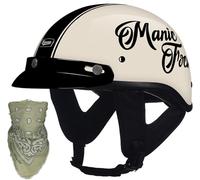 German Style Motorcycle Half Helmet Beanie Cruising Skull Cap Small Motorbike Helmet, Half Shell ECE Approved Men Women Retro Open Face Helmet, for Chopper Moped Scooter 1,M