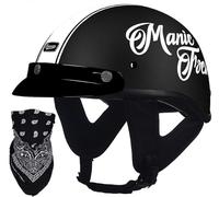 German Style Motorcycle Half Helmet Beanie Cruising Skull Cap Small Motorbike Helmet, Half Shell ECE Approved Men Women Retro Open Face Helmet, for Chopper Moped Scooter 9,M