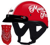 German Style Motorcycle Half Helmet Beanie Cruising Skull Cap Small Motorbike Helmet, Half Shell ECE Approved Men Women Retro Open Face Helmet, for Chopper Moped Scooter 6,L