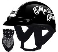 German Style Motorcycle Half Helmet Beanie Cruising Skull Cap Small Motorbike Helmet, Half Shell ECE Approved Men Women Retro Open Face Helmet, for Chopper Moped Scooter 8,XXL